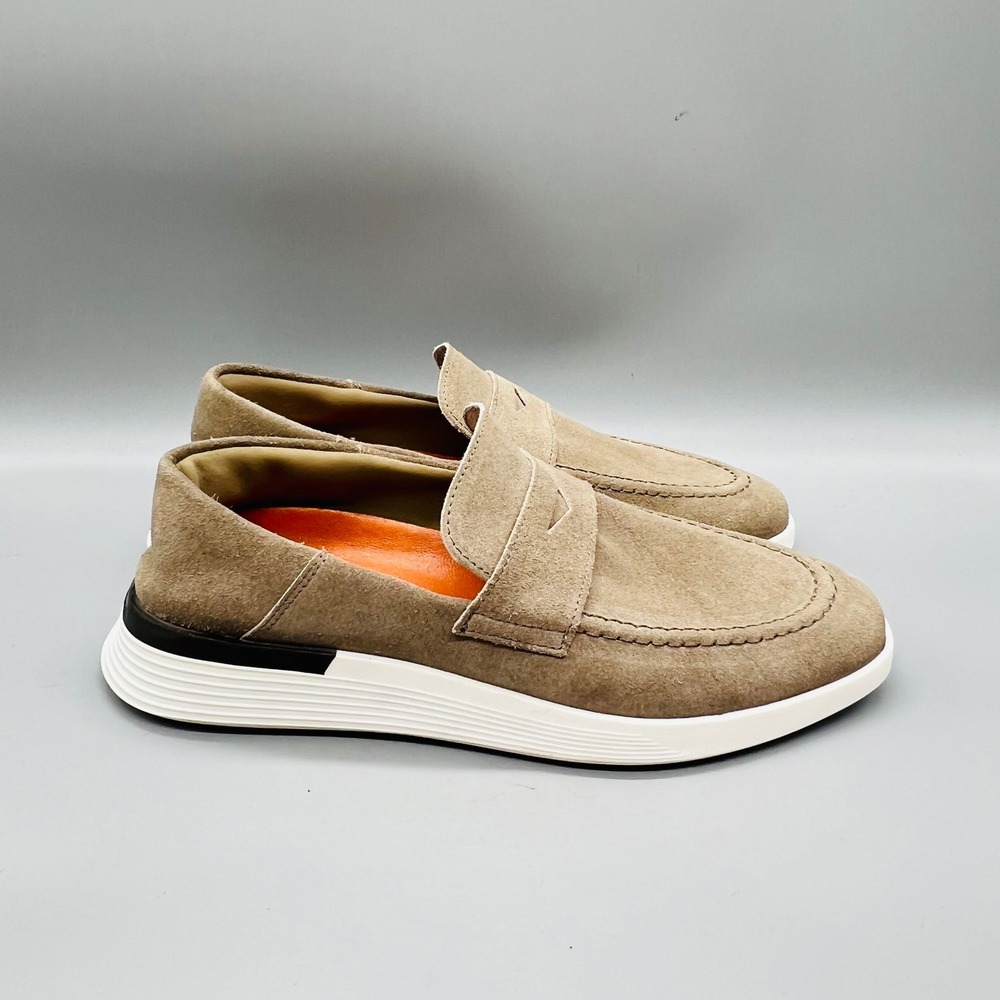 Wolf & Shepherd Shoes Mens 7 Brown Suede Crossover Penny Loafer Slip On Dress